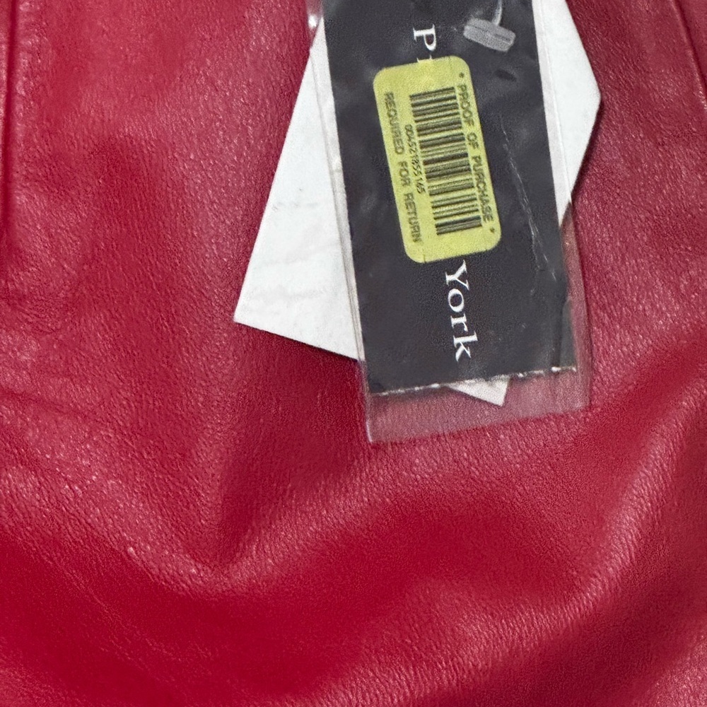 PRESTON & YORK Red Leather A Line Midi Skirt 10 Classic Preppy Boho Work Party - Picture 4 of 7